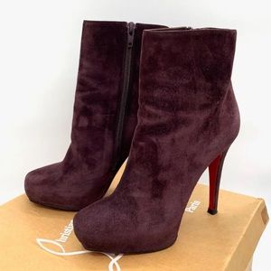 Christian Louboutin Suede Booties Size 39 Boots Retail $1,195 Burgundy